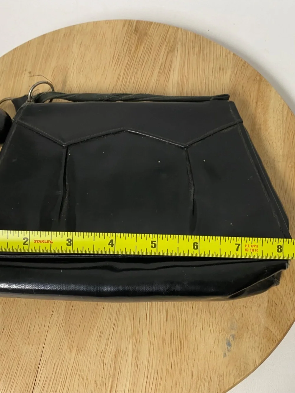 VIntage Black Purse • Fabric Handle With Ball Flap Close • Internal Coin Purse